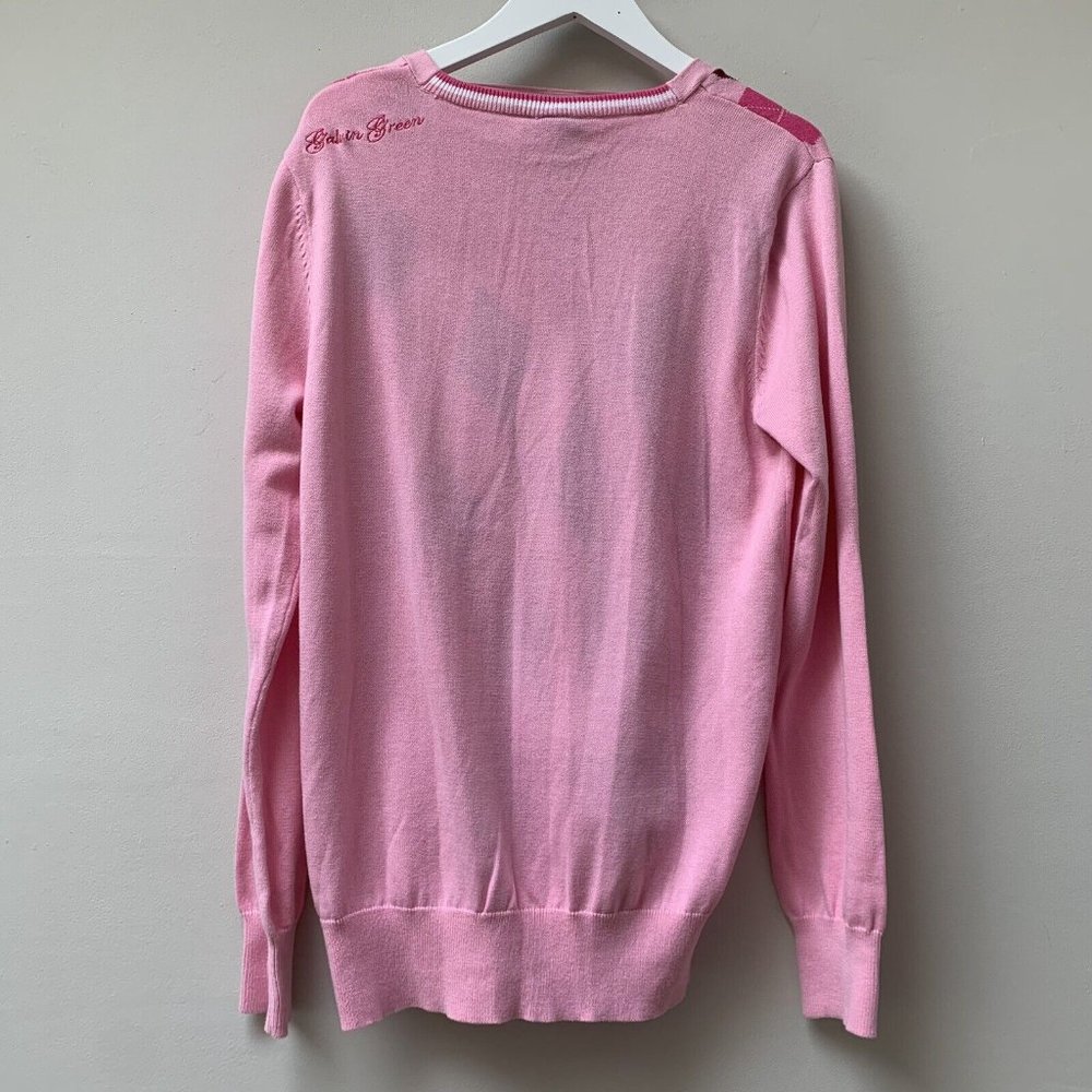 Galvin Green Women's Cathy Sweater Golf Jumper Size Medium Pink NEW Argyle - Picture 8 of 10